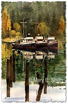 Gig Harbor Trio watercolor © Mary E Smith