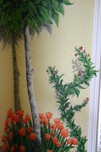 tree trunk n flowers